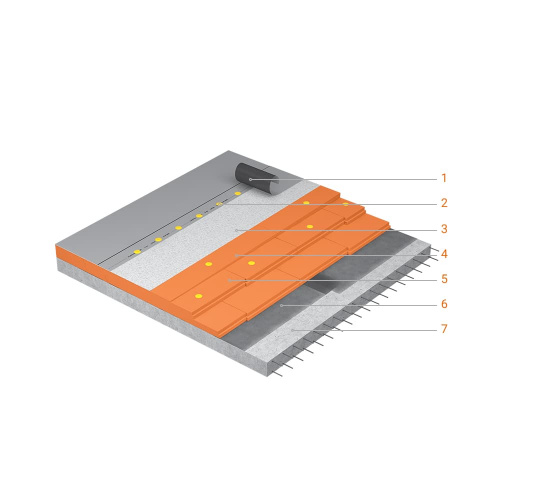 Non-accessible profiled roofing with flameproof mineral wool